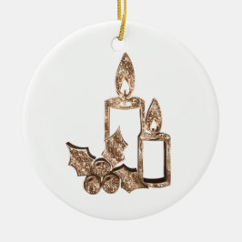 Weihnachtskerzen Holly Elegante Gold und White Keramik Ornament