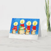Weihnachtskerzen Igel Gruß  Karte (Vorderseite)