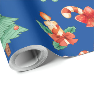 Weihnachtskerzen, Kerzen und Bäume Geschenkpapier