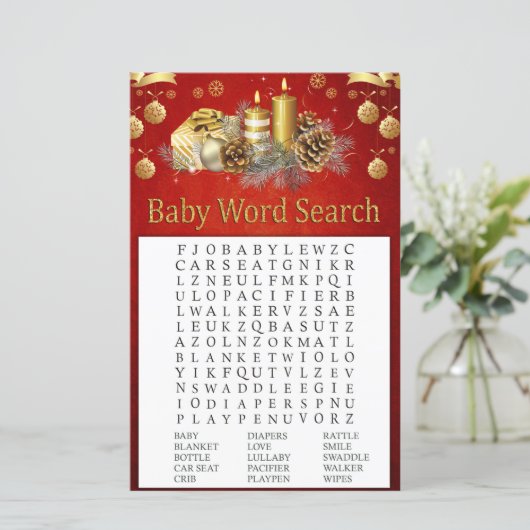 Weihnachtskerzen Kinderdusche Word Search Game (Stehend Vorderseite)