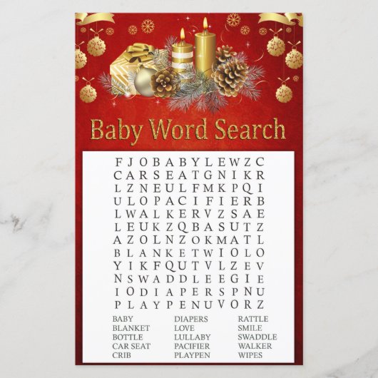 Weihnachtskerzen Kinderdusche Word Search Game (Vorderseite)