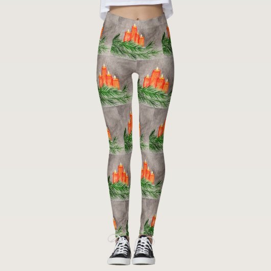 Weihnachtskerzen Leggings (Vorderseite)