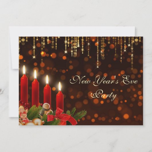 Weihnachtskerzen & Lichter Silvester Einladung (Vorderseite)