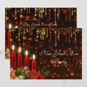 Weihnachtskerzen & Lichter Silvester Einladung