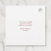 Weihnachtskerzen mit Blume und Berries Geschenkanhänger (Rückseite)