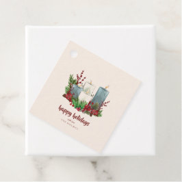 Weihnachtskerzen mit Blume und Berries Geschenkanhänger