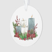 Weihnachtskerzen mit Blume und Berries Ornament (Vorderseite)