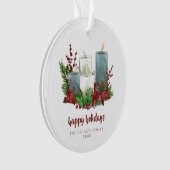 Weihnachtskerzen mit Blume und Berries Ornament (Vorderseite)