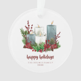 Weihnachtskerzen mit Blume und Berries Ornament