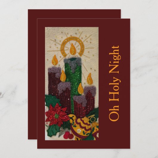 Weihnachtskerzen Pailletten Nähen Stechpalme  Feiertagskarte (Vorne/Hinten)