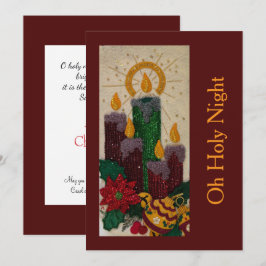 Weihnachtskerzen Pailletten Stickerei Stechpalme  Feiertagskarte