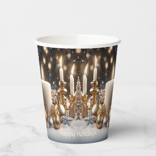 Weihnachtskerzen Papieraufkleber Pappbecher (Links)