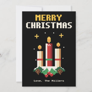 Weihnachtskerzen Pixel Art Weihnachtskarte Feiertagskarte