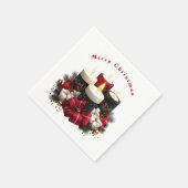 Weihnachtskerzen Rot Weiß Satinband Serviette (Ecke)