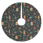 Weihnachtskerzen und -beeren polyester weihnachtsbaumdecke (Vorderseite)