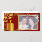 Weihnachtskerzen und Blume nach Maß Feiertagskarte (Vorne/Hinten)