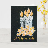 Weihnachtskerzen und Holly, Schotten Gruß Karte (Gelbe Blume)