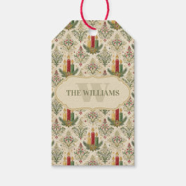 Weihnachtskerzen und Ornamente Monogramm Geschenkanhänger