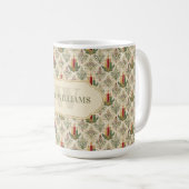 Weihnachtskerzen und Ornamente Monogramm Kaffeetasse (VorderseiteRechts)