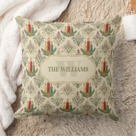 Weihnachtskerzen und Ornamente Monogramm Kissen