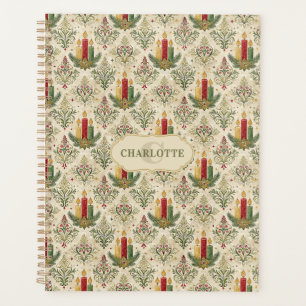 Weihnachtskerzen und Ornamente Monogramm Planer