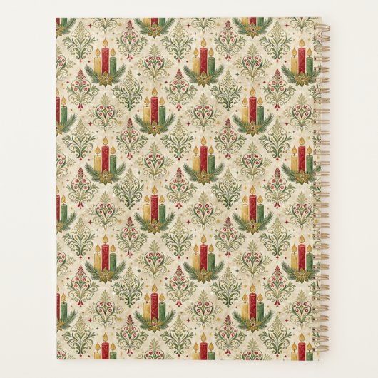 Weihnachtskerzen und Ornamente Monogramm Planer (Rückseite)
