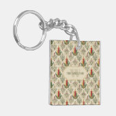 Weihnachtskerzen und Ornamente Monogramm Schlüsselanhänger (Vorderseite links)