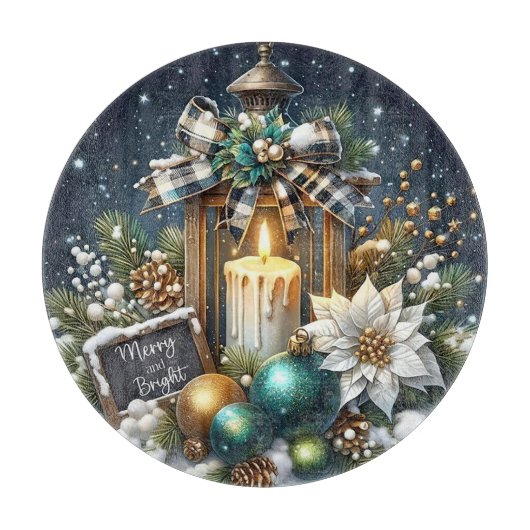 Weihnachtskerzen und Poinsettas Schneidebrett (Vorderseite)