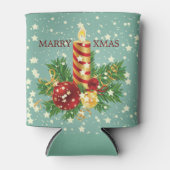 Weihnachtskerzen und Schneeflocken Dosenkühler (Vorderseite)