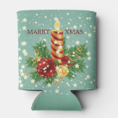 Weihnachtskerzen und Schneeflocken Dosenkühler (Rückseite)