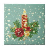 Weihnachtskerzen und Schneeflocken Fliese (Vorderseite)