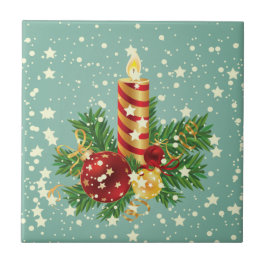 Weihnachtskerzen und Schneeflocken Fliese