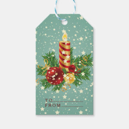 Weihnachtskerzen und Schneeflocken Geschenkanhänger