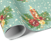 Weihnachtskerzen und Schneeflocken Geschenkpapier (Rolleneckpunkt)