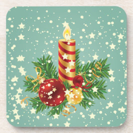 Weihnachtskerzen und Schneeflocken Getränkeuntersetzer