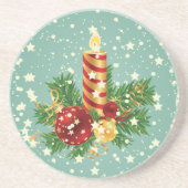 Weihnachtskerzen und Schneeflocken Sandstein Untersetzer (Vorne)