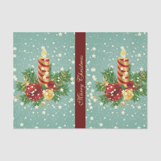 Weihnachtskerzen und Schneeflocken Seidenpapier (Vorderseite)