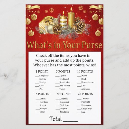 Weihnachtskerzen Was ist in deinem Handtaschenspie (Vorderseite)