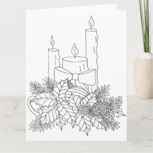 Weihnachtskerzen zum Selberfärben Karte