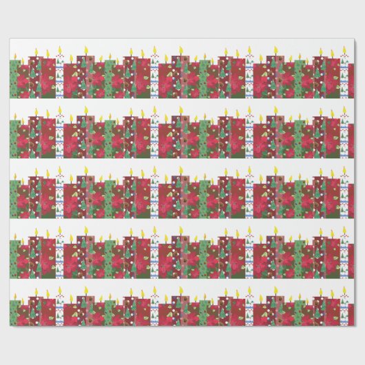 WeihnachtskerzenCollage Geschenkpapier (Flach)