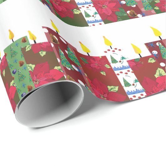 WeihnachtskerzenCollage Geschenkpapier (Rolleneckpunkt)