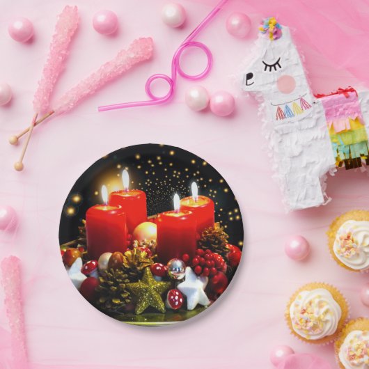 Weihnachtskerzendekor Pappteller (Party)