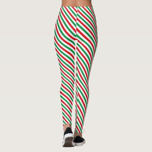 Weihnachtskerzengestreift Leggings (Rückseite)