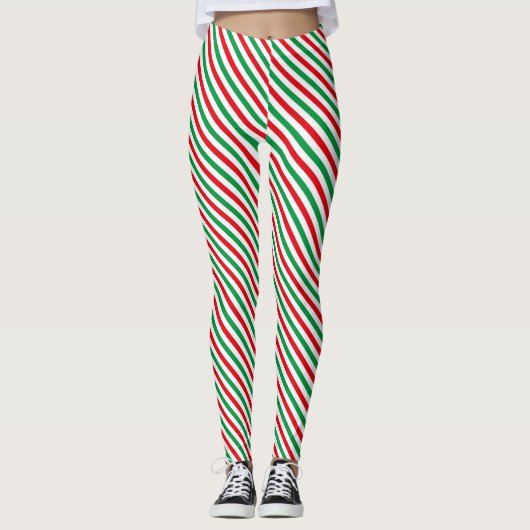 Weihnachtskerzengestreift Leggings (Vorderseite)