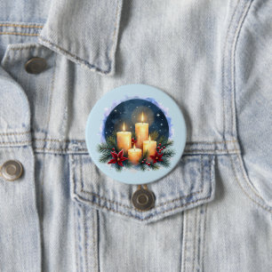 Weihnachtskerzenglanz mit Weihnachtssternen Button