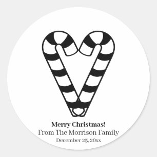 Weihnachtskerzenherz Schwarz-weißer individuelle N Runder Aufkleber