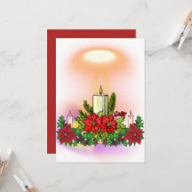 Weihnachtskerzenkarte mit Poinsettie
