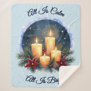 Weihnachtskerzenlicht mit Poinsettien Sherpadecke