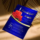 Weihnachtskerzenlicht Weihnachtsstern Blau Kirche Flyer