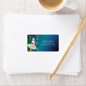 Weihnachtskerzenmädchen irisierender Glitzer Adressaufkleber (Insitu)